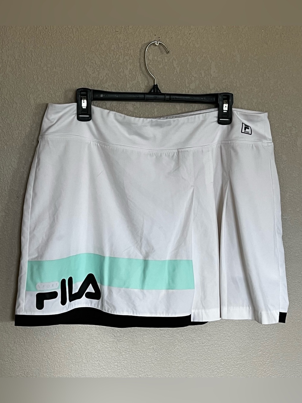 FILA White Skater Skort with Mint Stripe and Black Trim